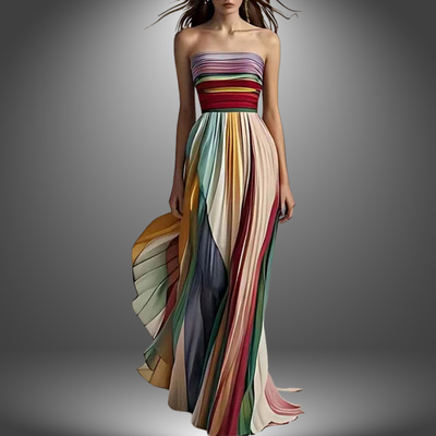 Clover | Chic Rainbow Off-Shoulder Party Dress
