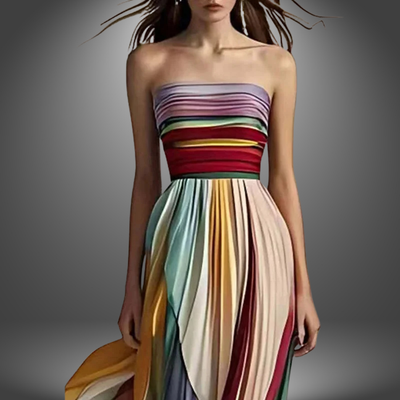 Clover | Chic Rainbow Off-Shoulder Party Dress