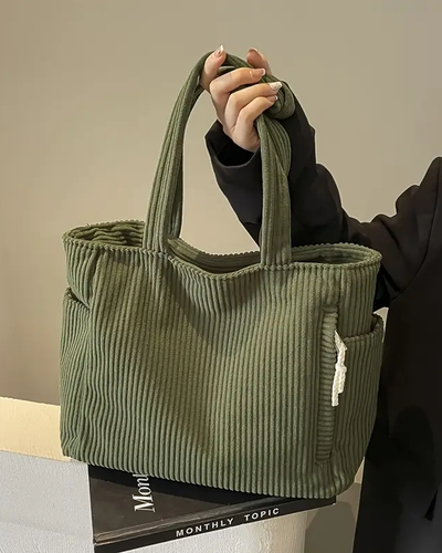 Blair |  Ribbed tote bag with drawstring detail