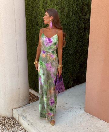 Yara | Elegant Maxi Dress with Halo-Dye Print and Removable Scarf Discounted price