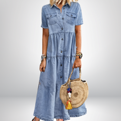 Josie | Soft Denim Dress with Buttons
