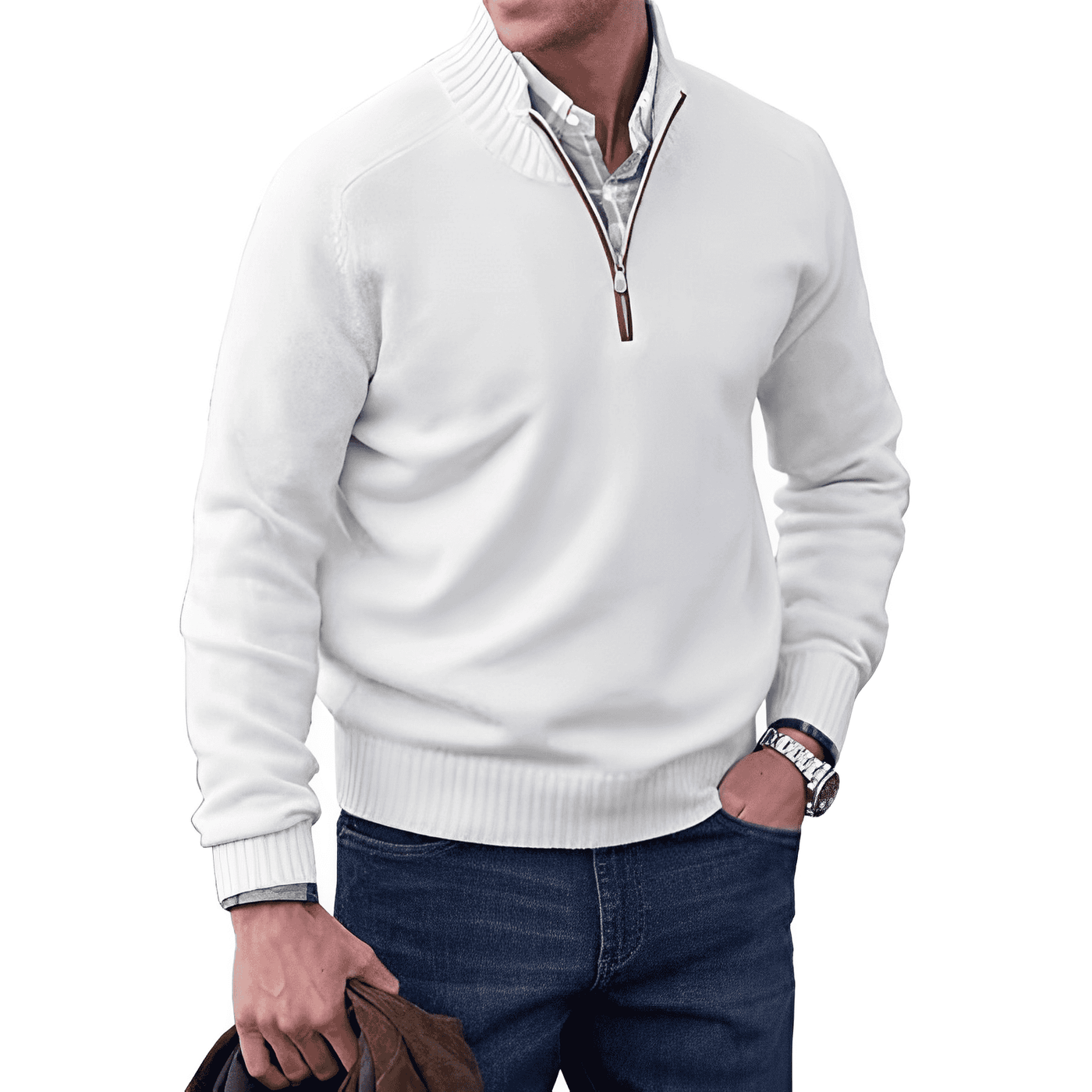 Nicolas | Elegant cashmere jumper with zip fastening