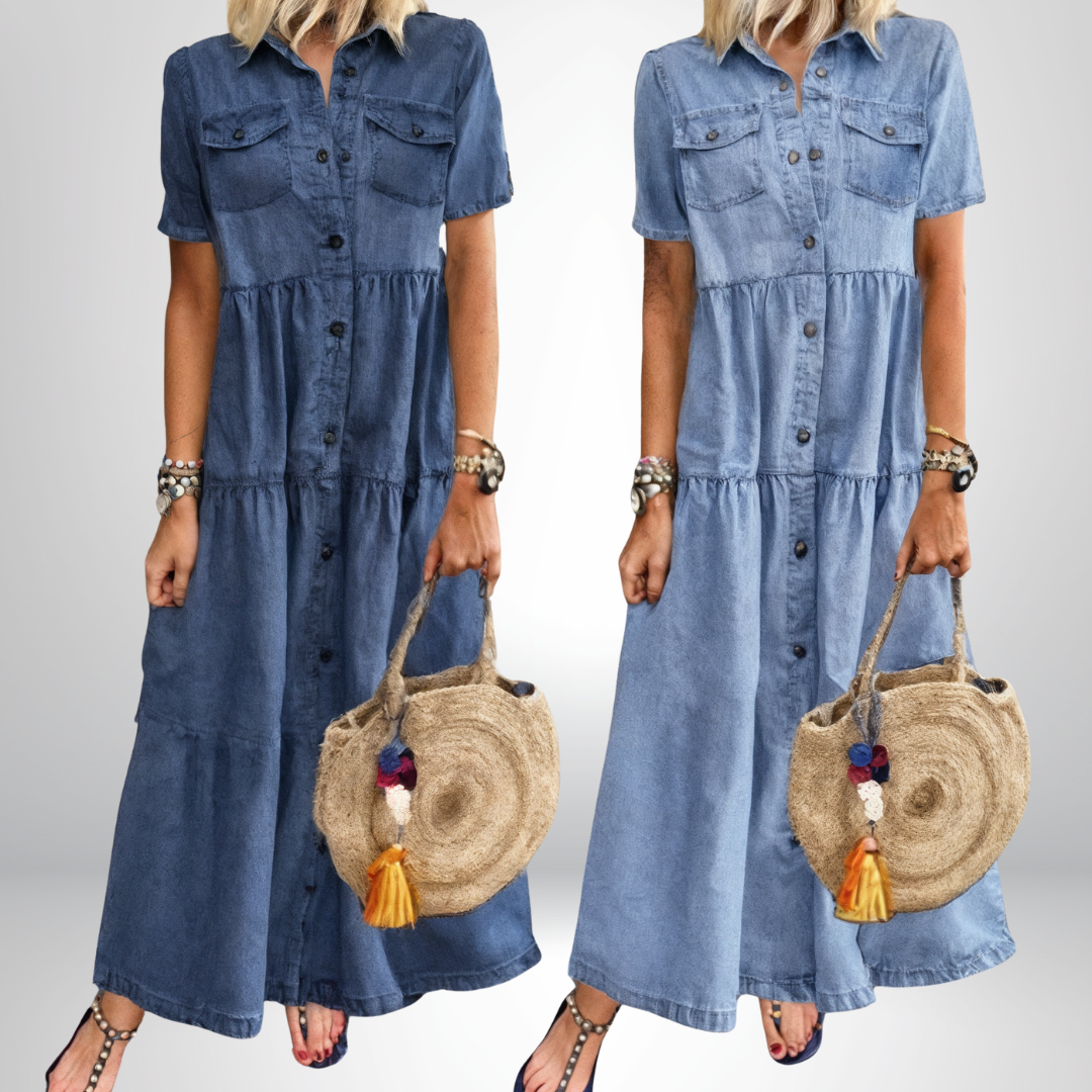 Josie | Soft Denim Dress with Buttons