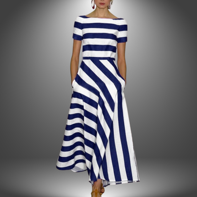 Nicole | Unique Handcrafted Long Striped Dress for Your Elegant Look
