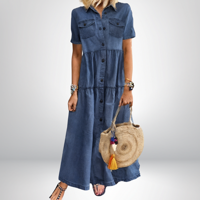 Josie | Soft Denim Dress with Buttons