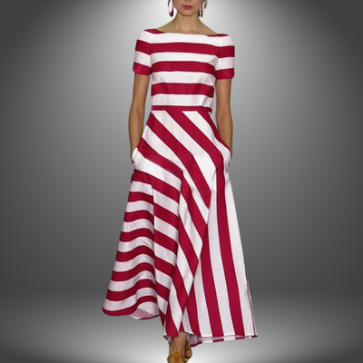 Nicole | Unique Handcrafted Long Striped Dress for Your Elegant Look