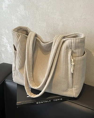 Blair |  Ribbed tote bag with drawstring detail