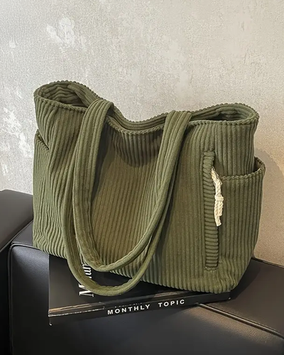 Blair |  Ribbed tote bag with drawstring detail