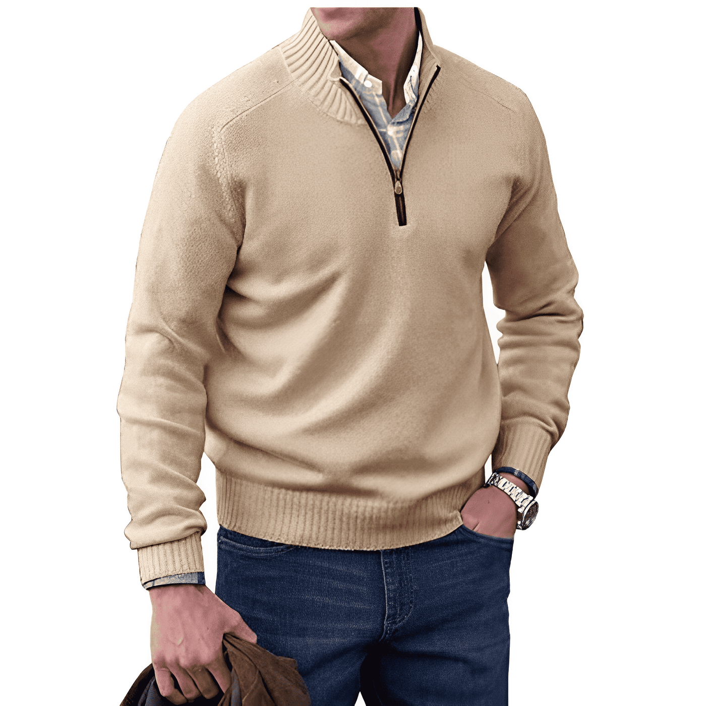 Nicolas | Elegant cashmere jumper with zip fastening