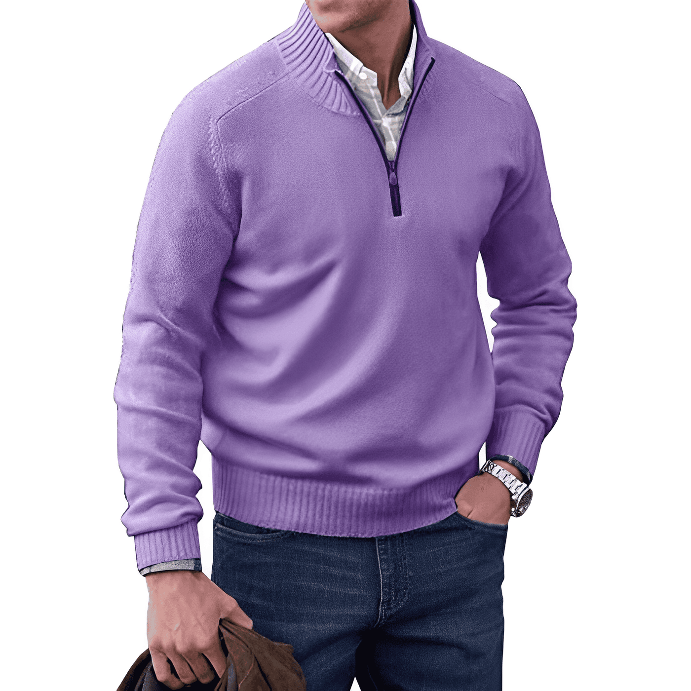 Nicolas | Elegant cashmere jumper with zip fastening