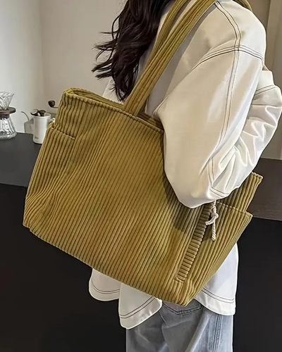 Blair |  Ribbed tote bag with drawstring detail