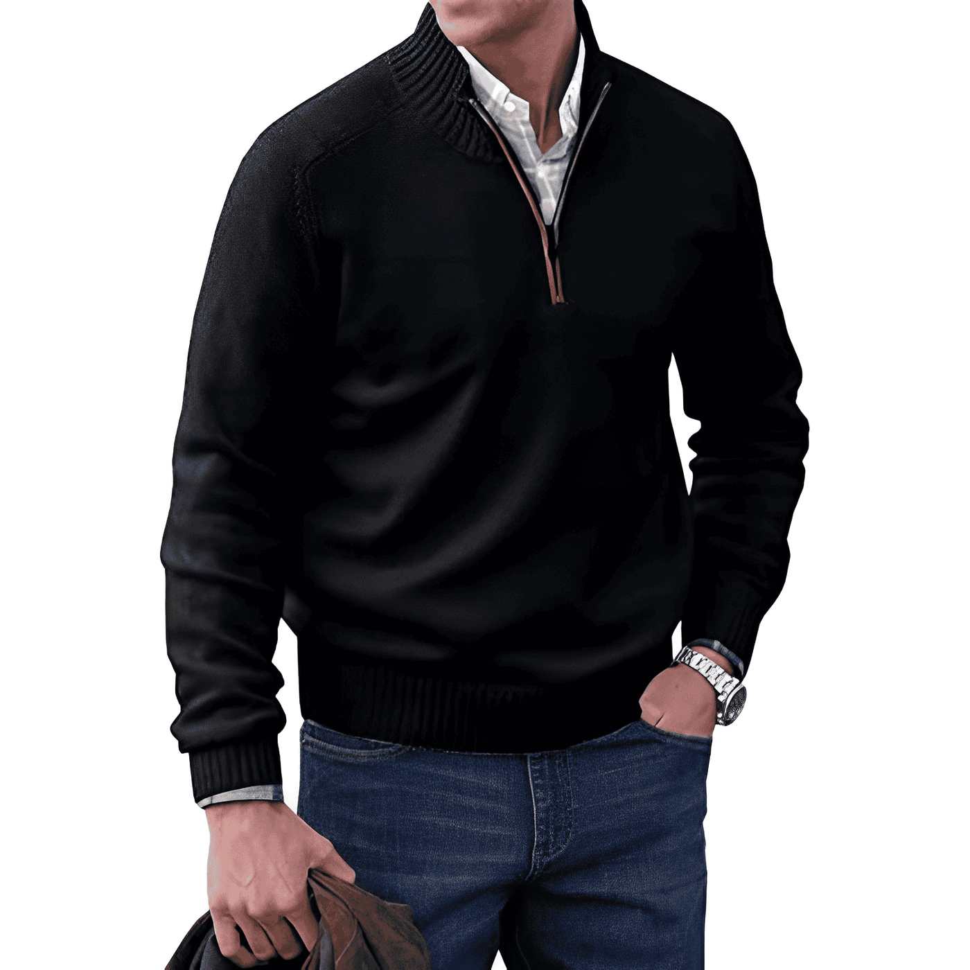 Nicolas | Elegant cashmere jumper with zip fastening