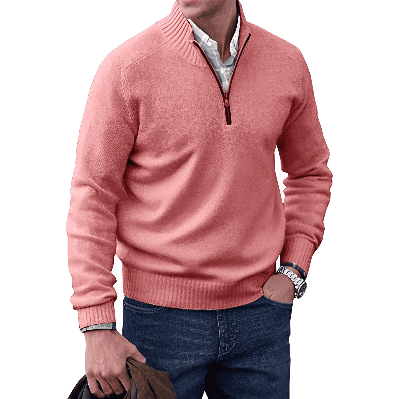 Nicolas | Elegant cashmere jumper with zip fastening