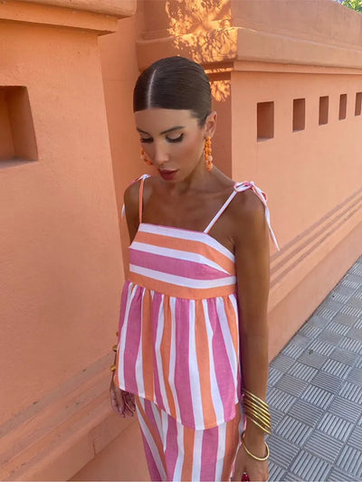 Faye | Printed Trousers Set Summer Outfit