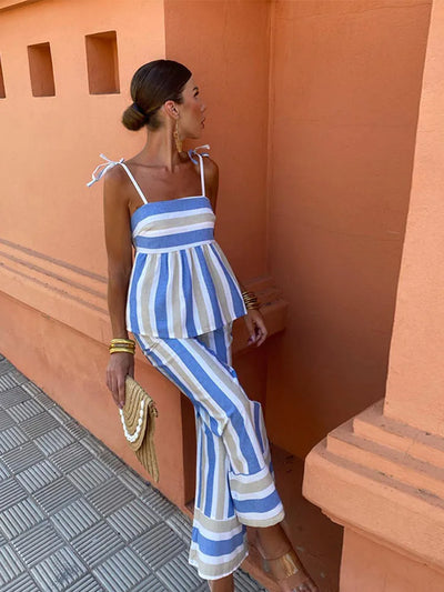 Faye | Printed Trousers Set Summer Outfit