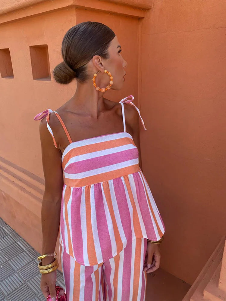Faye | Printed Trousers Set Summer Outfit