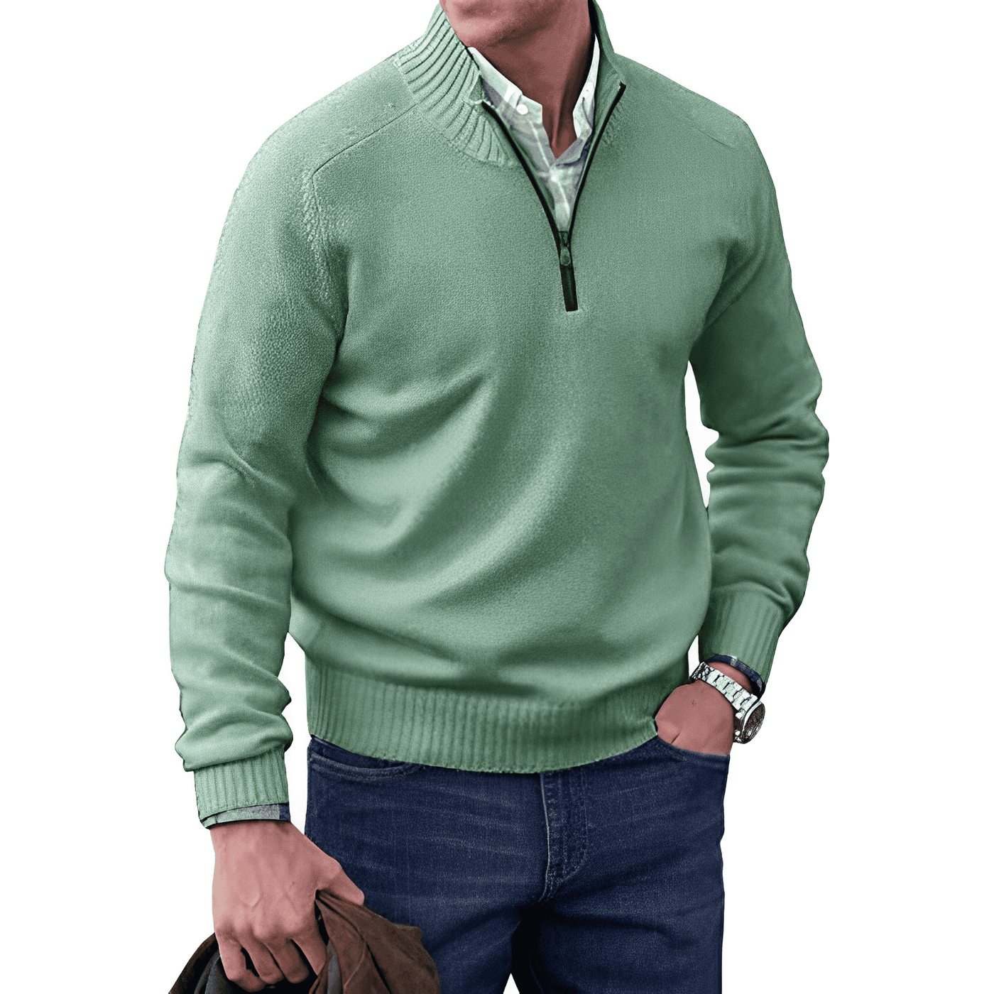 Nicolas | Elegant cashmere jumper with zip fastening