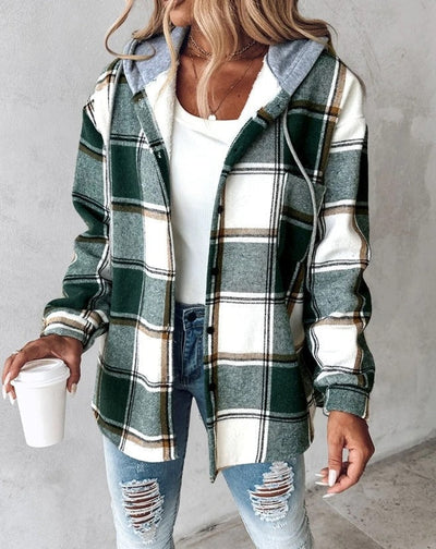 Maddie | Women Checkered Hoodie Jacket | Timeless Fit